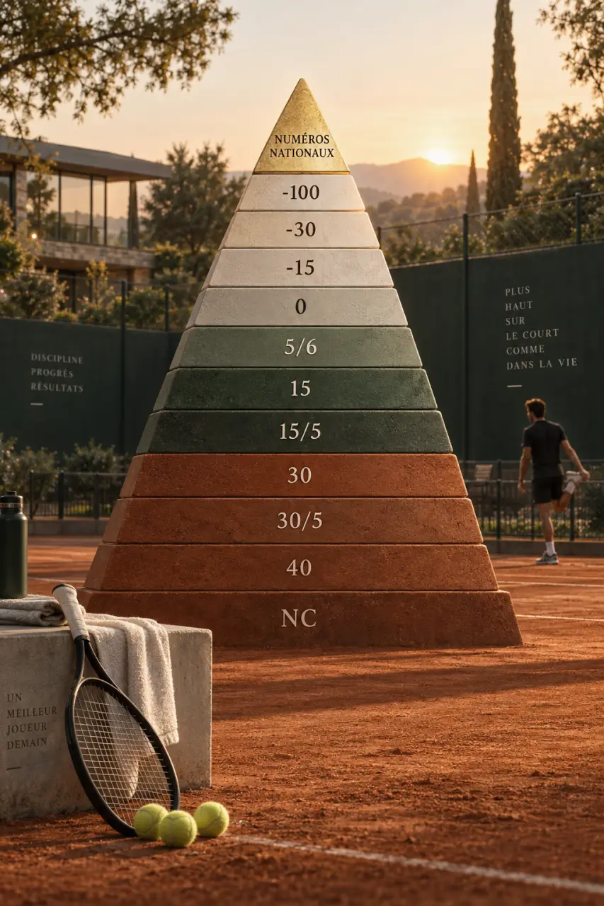La pyramide du classement tennis, de NC aux numéros nationaux