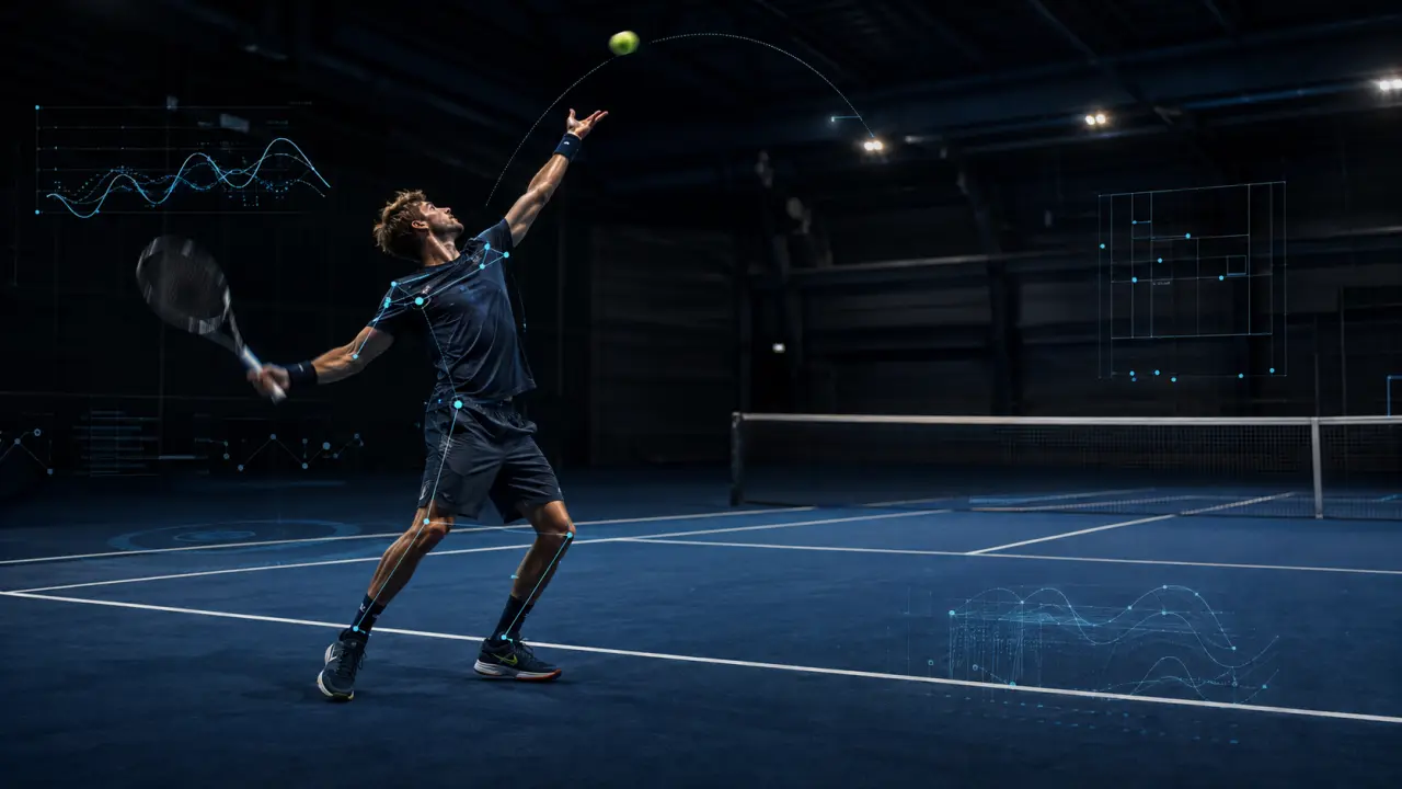 Service de tennis ultra-rapide avec interface de performance et vitesse affichée